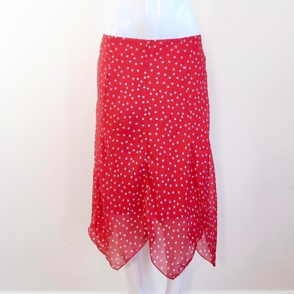 90s red polka dot handkerchief midi skirt